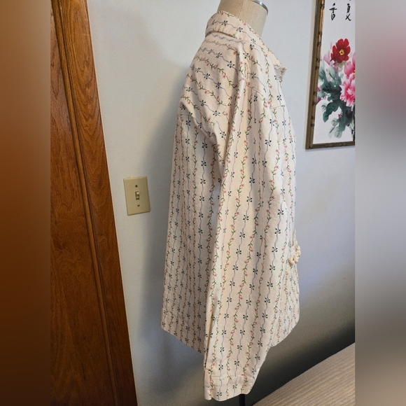 DAMSON MADDER FREE PEOPLE GOODNATURE ECRU FLORAL DENIM JACKET. SIZE 14. - Picture 3 of 11